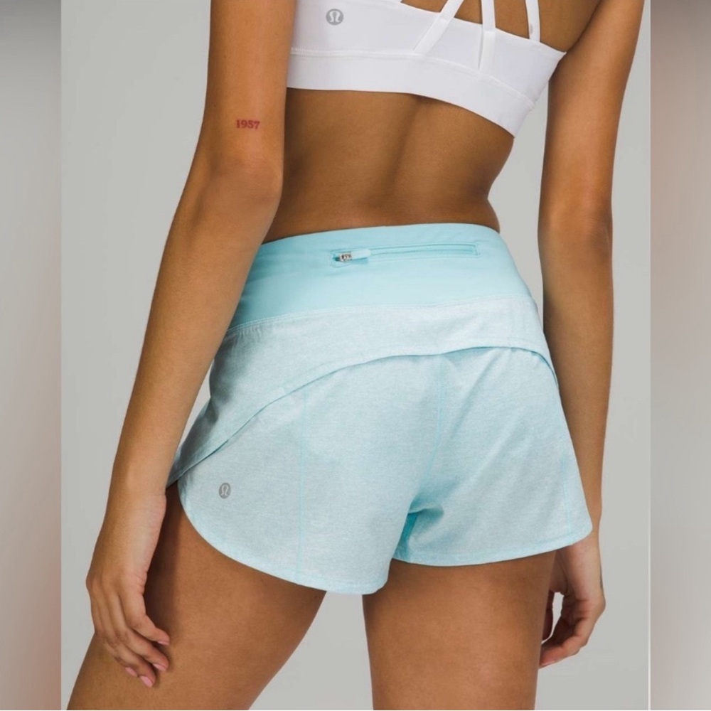 Lululemon Speed Up Short 2.5" Heather Lux Multi Icing Blue/Icing Blue - Picture 1 of 12